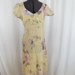 Womens Yellow with Purple flower Dress